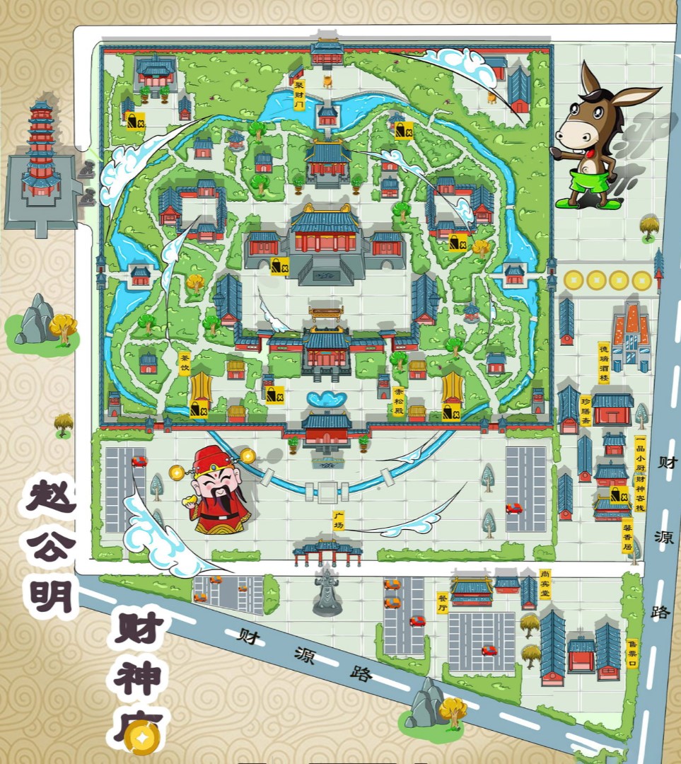 西昌寺庙类手绘地图